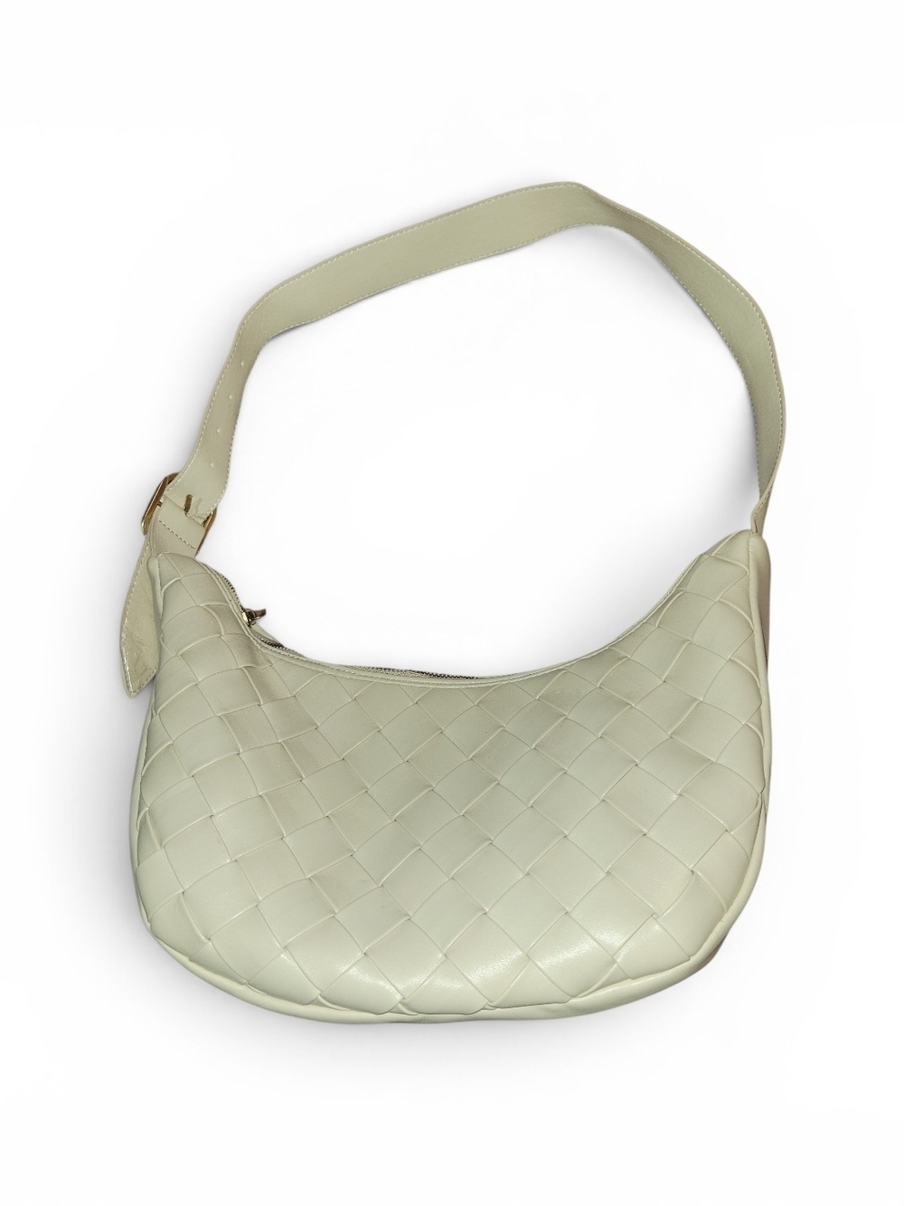 Rachel Zoe Woven Faux Leather Crescent Hobo Bag - Off-White / Cream (NWOT)